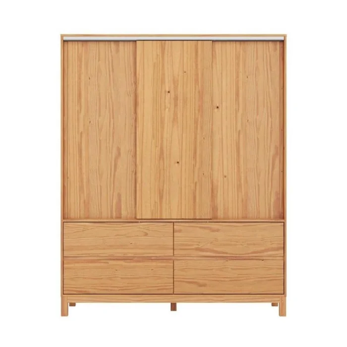 Ropero 3 Puertas Corredizas - Madera Maciza - Square en Madera natural - Roperos y placares, Uruguay | Rústico Hogar, vista 3