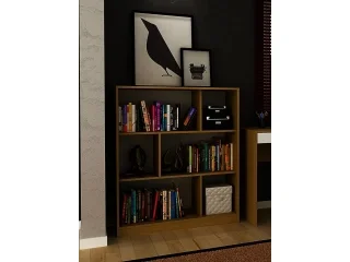 Biblioteca c/ reparticiones 93x108x30 Nogal en Marrón - Living, Uruguay | Que Sal Muebleria, vista 2