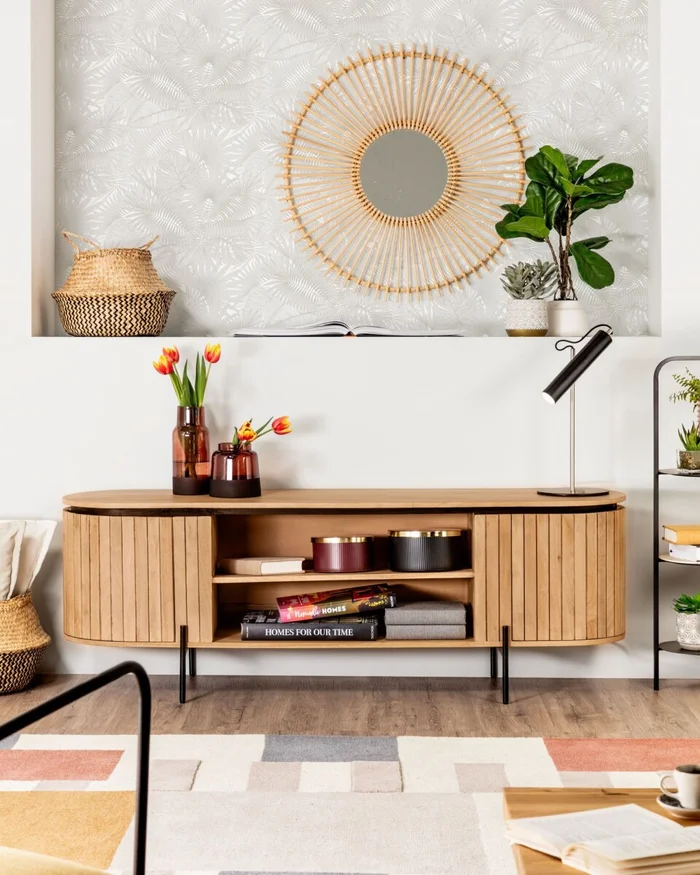 Planta artificial Lyrata con maceta de cerámica blanco 60 cm en Verde - Macetas, Uruguay | Kavehome, vista 2