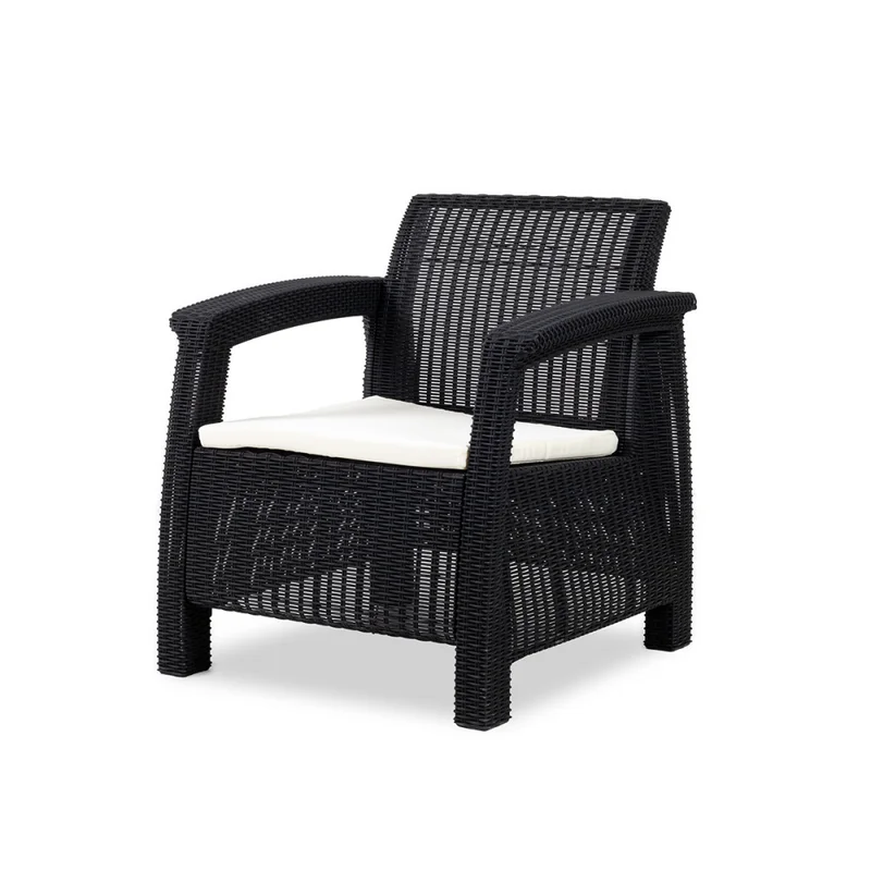 Juego de Jardín Santorini - 2 cuerpos, 2 butacas y mesa - Negro en Negro - Muebles para el exterior, Uruguay | NYR, vista 3