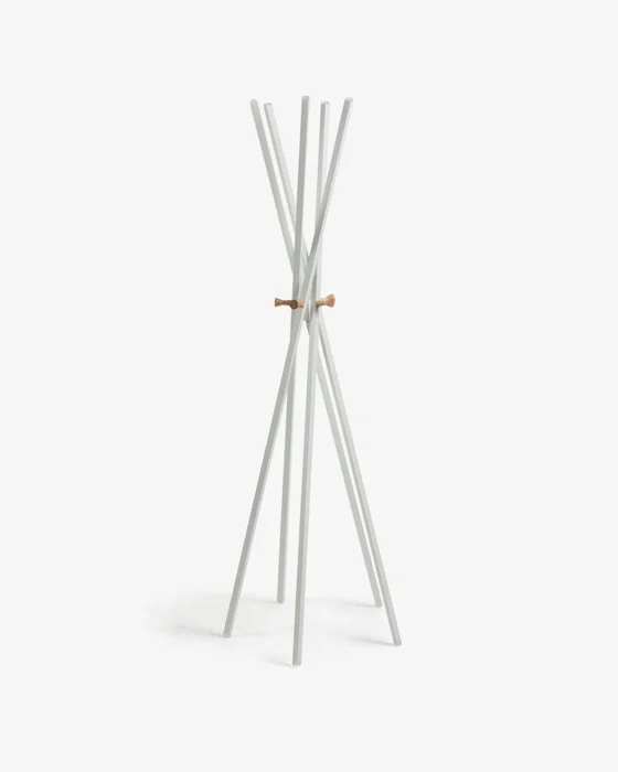 Perchero Chelsey acero blanco y madera maciza de caucho 170 cm en Blanco - Percheros y colgadores, Uruguay | Kavehome