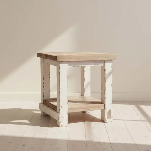 Mesa De Living Lateral - Arrime Pino Natural-beige Am12 Nat/bco en Multicolor - Mesas de living, Uruguay | Divino