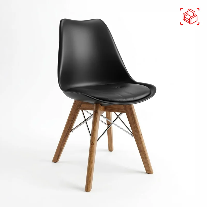 Silla De Comedor Polipropileno-y-madera Negro Estilo Eames en Negro - Sillas, Uruguay | Divino, vista 3