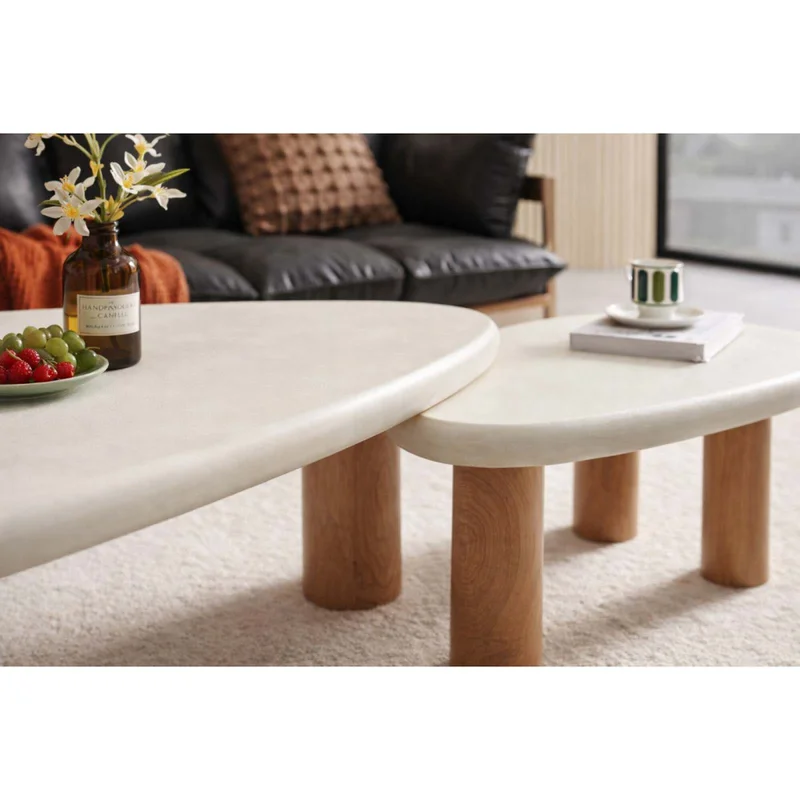 Set De Mesas Centrales Mdf-y-microcemento Emma en Blanco - Mesas de living, Uruguay | Divino, vista 4