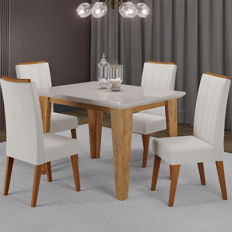 Juego De Comedor 4 Sillas Tapizadas Florata en Madera natural - Mesas de comedor, Uruguay | Soy Hogar, vista 4