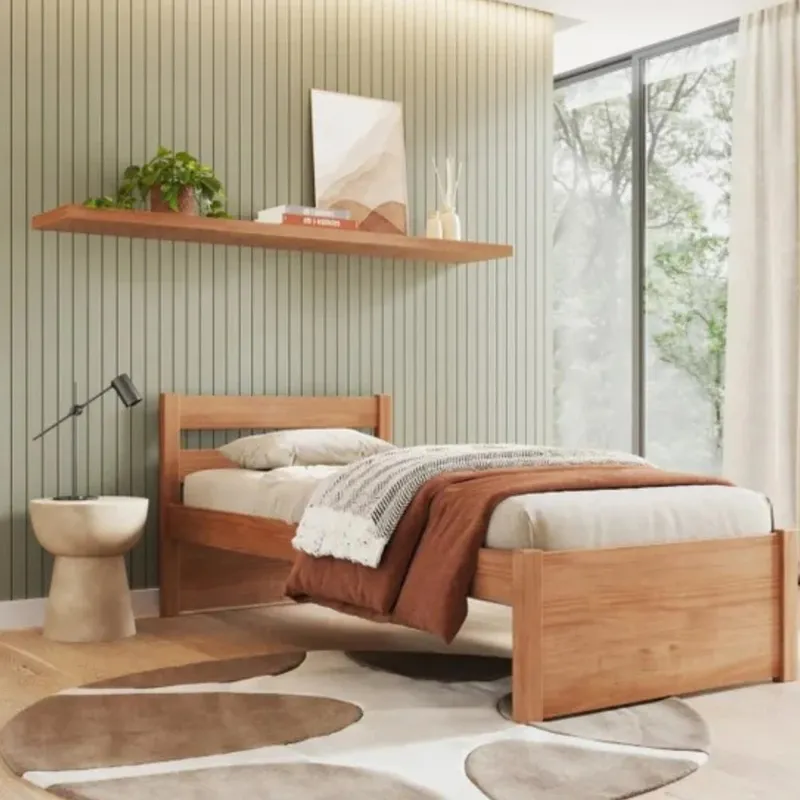 Cama 1 plaza - Nois - Madera Maciza - Marrón en Marrón - Dormitorio, Uruguay | Ecowood