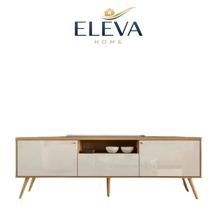 Rack TV River 1.40 - Blanco en Blanco - Muebles para TV, Uruguay | Nario Hogar