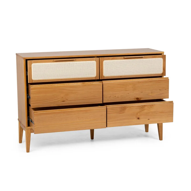 Comoda 6 Cajones Madera Marron Praga en Amarillo - Cómodas, Uruguay | Divino, vista 3