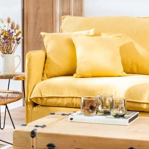 SILLON JOAQUINA - LINO ANTIMANCHAS MAIZ en Amarillo - Sillones y sofás, Uruguay | La Iberica