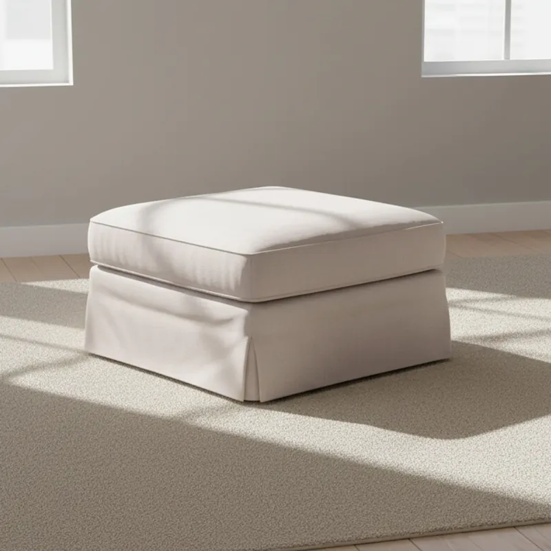 Puff Tela-y-madera Natural-beige Charlie Natural en Madera natural - Sillones y sofás, Uruguay | Divino