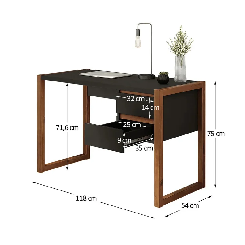 Escritorio con cajones 120cm Atena - Patas en Madera Maciza en Blanco - Escritorios, Uruguay | Balton, vista 13