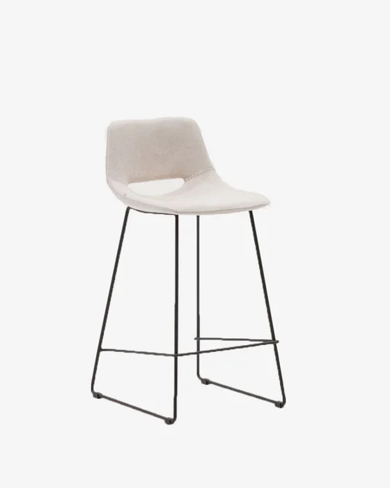 Taburete Zahara - beige y acero con acabado negro altura 65 cm en Marrón - Butacas, banquetas y puffs, Uruguay | Kavehome