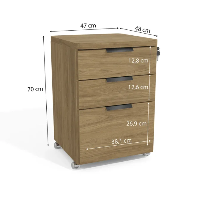 Armario Móvil para Oficina 3 cajones - Versatil en Madera natural - Escritorios y sillas de escritorio, Uruguay | Delta Center, vista 2