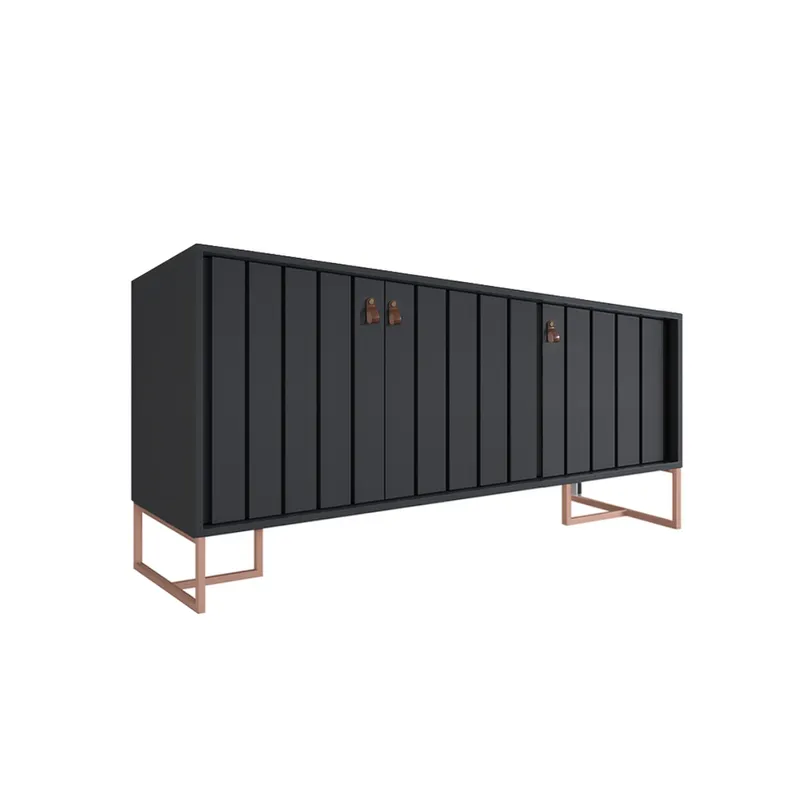 Aparador Trendy Negro (Pie Dorado) 160 cm - Aparadores y recibidores, Uruguay | Berna home