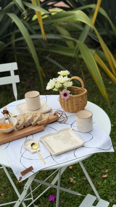 Kit desayuno con vaso de cerámica, apoya cucharas, plato y cucharita en Beige - Decoración, Uruguay | Dreams On Time, vista 43