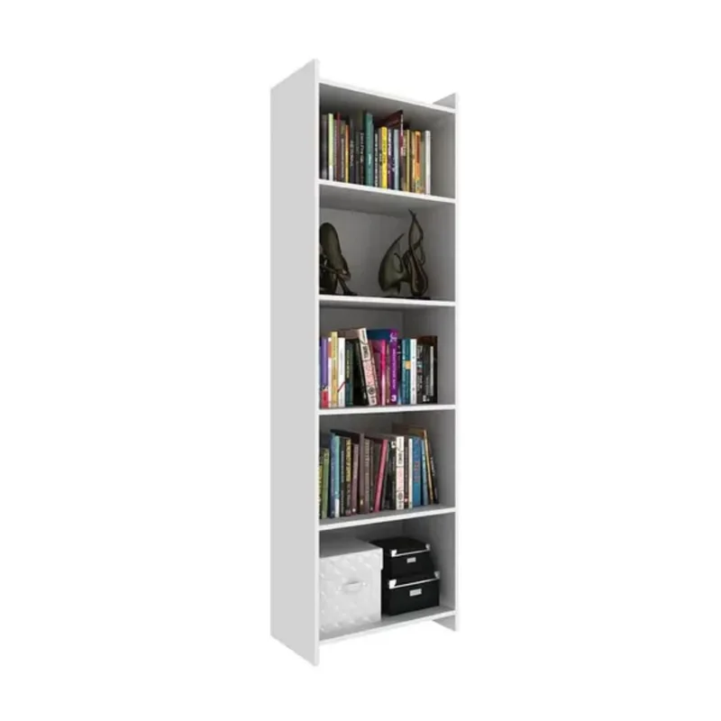 Promo Escritorio Esquinero + Biblioteca 5 Estantes - Blanco en Blanco - Bibliotecas, Uruguay | La Cueva Muebles, vista 8