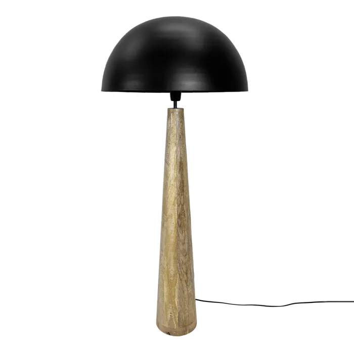 Lámpara de pie Madera y metal Negro Vml-13757 Negro/natural, Uruguay | Le Blanc