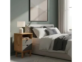 Mesa de Luz 2C y espacio Mel/Gris Linea Nordica en Madera Maciza en Madera natural - Mesas de luz, Uruguay | Quesal, vista 5