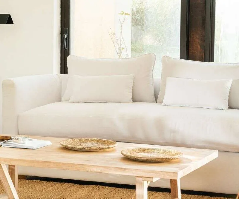 SILLON GINEBRA CURVO - LINO ANTIMANCHAS en Off-white - Sillones y sofás, Uruguay | La Iberica