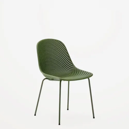 Silla de exterior Quinby con patas de acero verde en Verde - Sillas, Uruguay | Kavehome