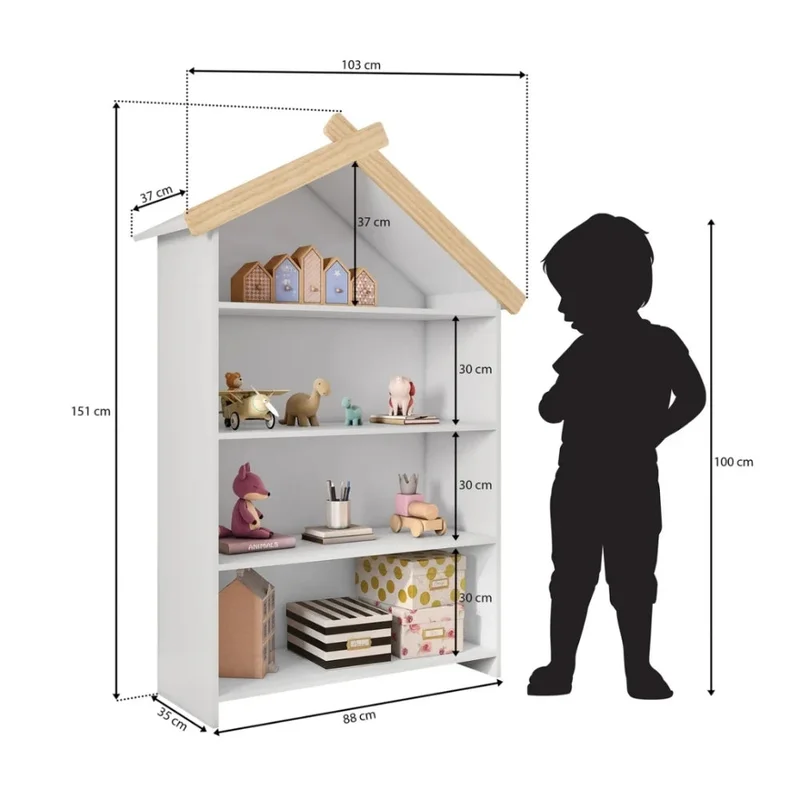 Estantería Biblioteca 4 Estantes Infantil - Blanco en Blanco - Bibliotecas, Uruguay | Ecowood, vista 5
