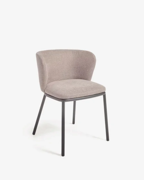 Silla Ciselia - de chenilla marrón claro y acero negro en Beige - Sillas, Uruguay | Kavehome