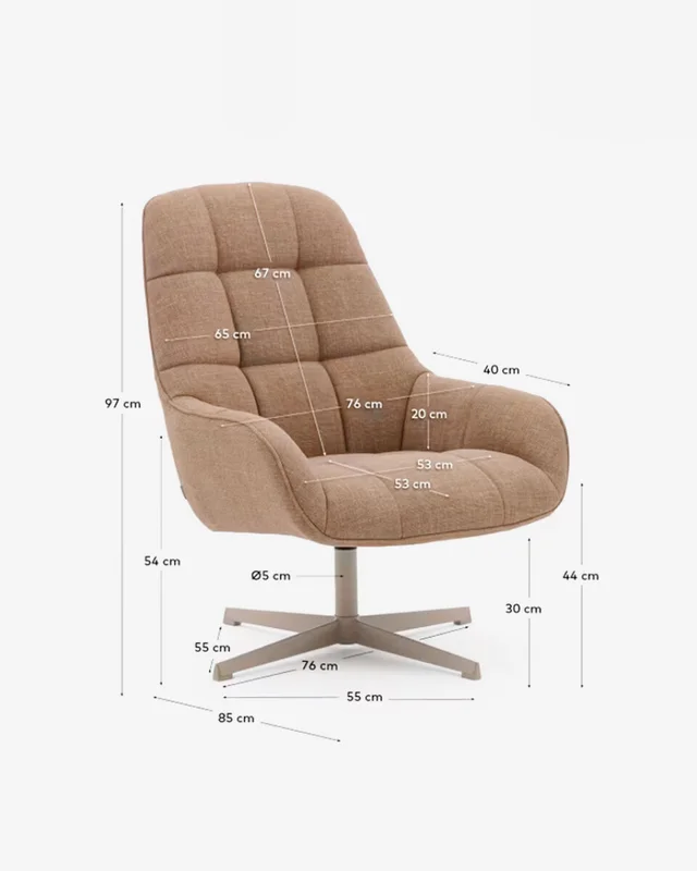 Butaca giratoria Jaspe beige y metal con - marrón claro y metal con acabado gris FSC 100% en Beige - Muebles, Uruguay | Kavehome, vista 10