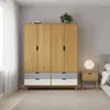 Ropero 4 Puertas 4 Cajones - Línea Nórdica - Roble/Gris claro/Blanco en Multicolor - Roperos y placares, Uruguay | Rústico Hogar, vista 2 de 5