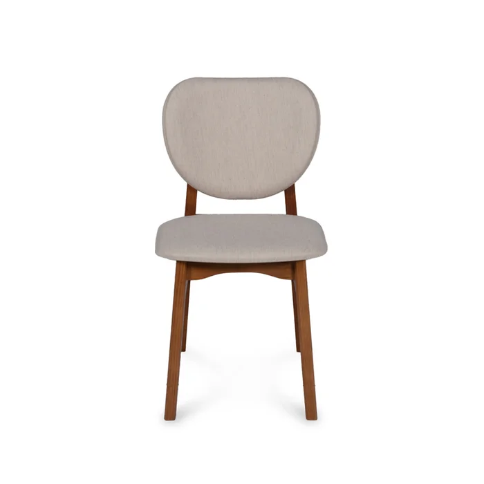 Silla Cleo - Nogal - Respaldo tapizado - Tela Rústica - Natural 93 en Beige, Uruguay | NYR, vista 2