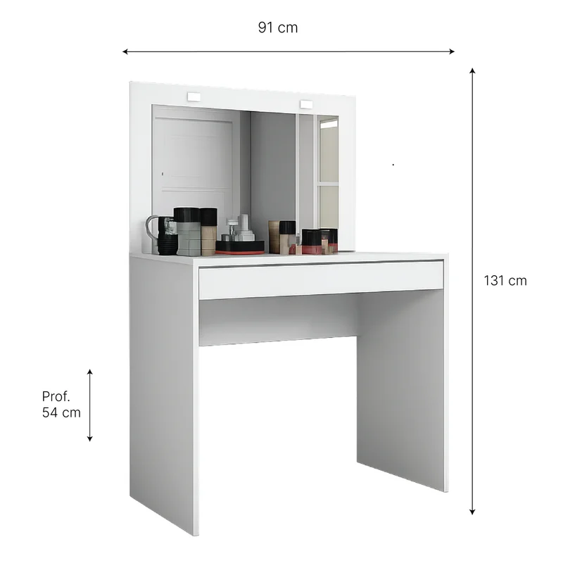 Tocador Con Espejo Luz Para Maquillaje Cajonera Atraente en Blanco - Cómodas, Uruguay | Soy Hogar, vista 4