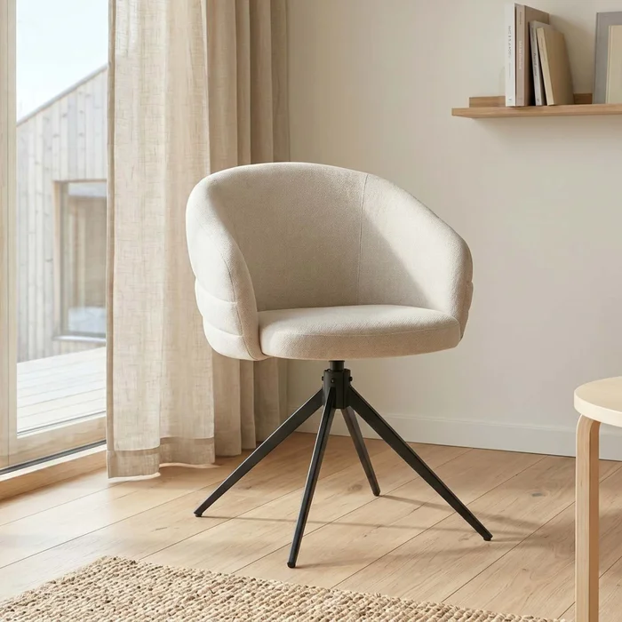 Silla De Comedor Metal-y-tela Natural-beige Lia en Beige - Sillas, Uruguay | Divino, vista 5