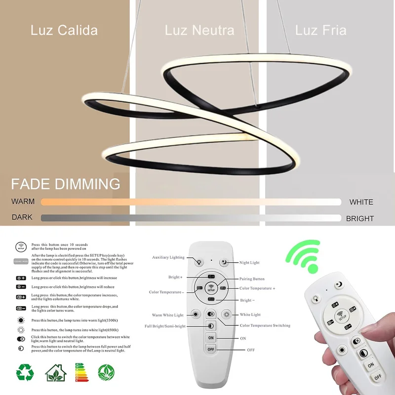 Luminaria led colgante 76W Negro en Negro - Lámparas colgantes, Uruguay | Decotech, vista 4