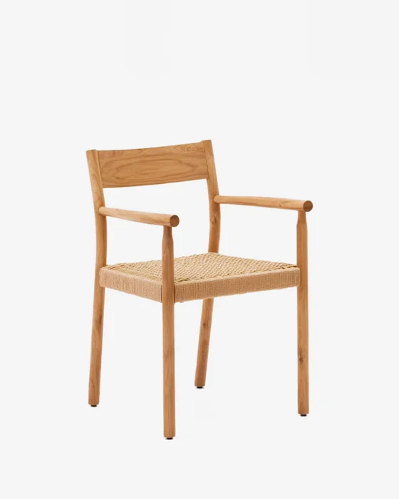 Silla Yalia de madera maciza de roble con acabado natural y asiento de cuerda FSC 100% en Marrón - Sillas, Uruguay | Kavehome