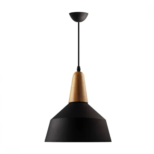 Campana de aluminio y madera estilo nórdico – negro en Negro y madera / Blanco y Madera - Lámparas colgantes, Uruguay | La Perla