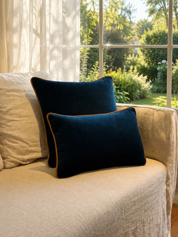 Duo Velvet Navy en caramelo - Textiles, Uruguay | Decilo con Alma, vista 3