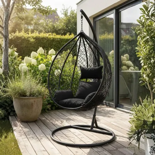 Hamaca Nido Colgante - Negro en Negro - Muebles para el exterior, Uruguay | La Cueva Muebles
