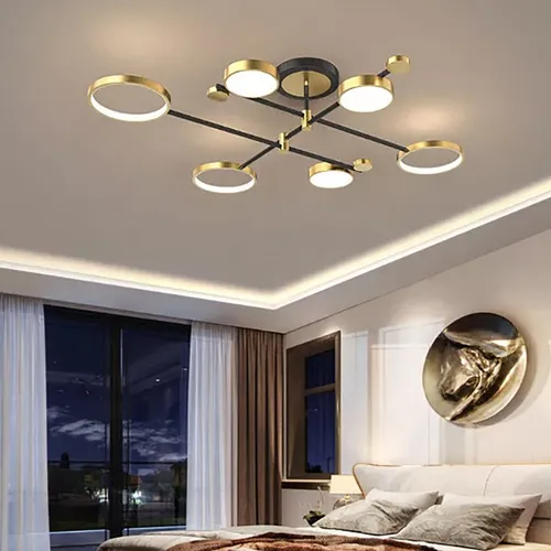 Luminaria techo led 6 aros 60W dorado en Dorado - Lámparas colgantes, Uruguay | Decotech