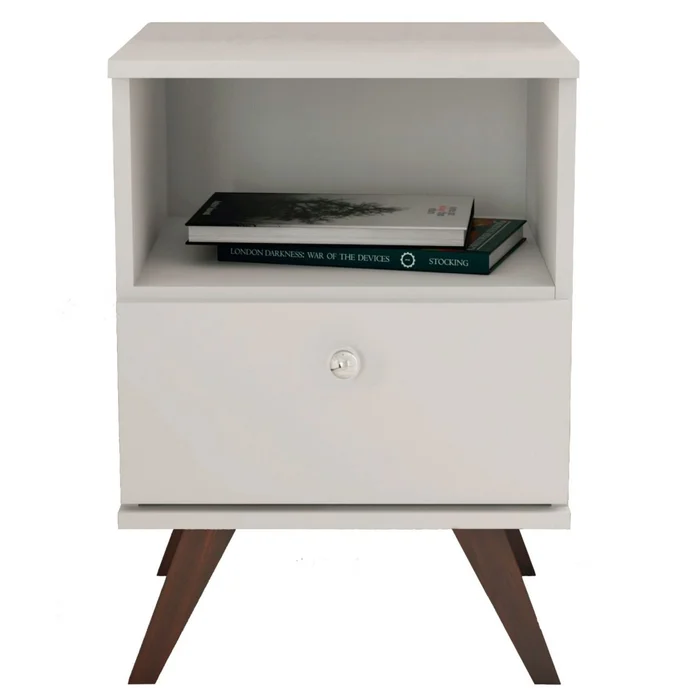 Mesa De Luz Linea Retro Living Dormitorio 1 Cajon Bl Rt3019 en Negro – Blanco – Rojo – Rosado - Mesas de luz, Uruguay | Muebles Express