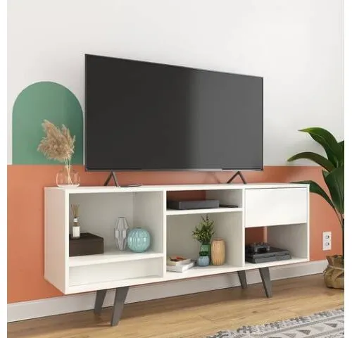 Rack con cajón RK-2111 Nogal en Marrón - Muebles para TV, Uruguay | Que Sal Muebleria