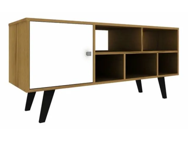 Rack para TV 42 con nicho Nogal/Blanco - Muebles para TV, Uruguay | Que Sal Muebleria