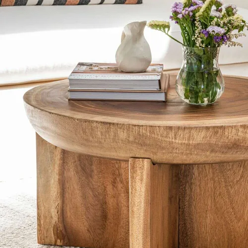 MESA MEDITERRANEO - SUAR - DIAMETRO 75 CMS en Madera natural - Mesas de living, Uruguay | La Iberica