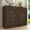 Comoda Cajonera para Dormitorio de 5 Cajones 2 Puertas y 1 Estante interno - FE - Marron en Marrón - Cómodas, Uruguay | Mulata, vista 1 de 5