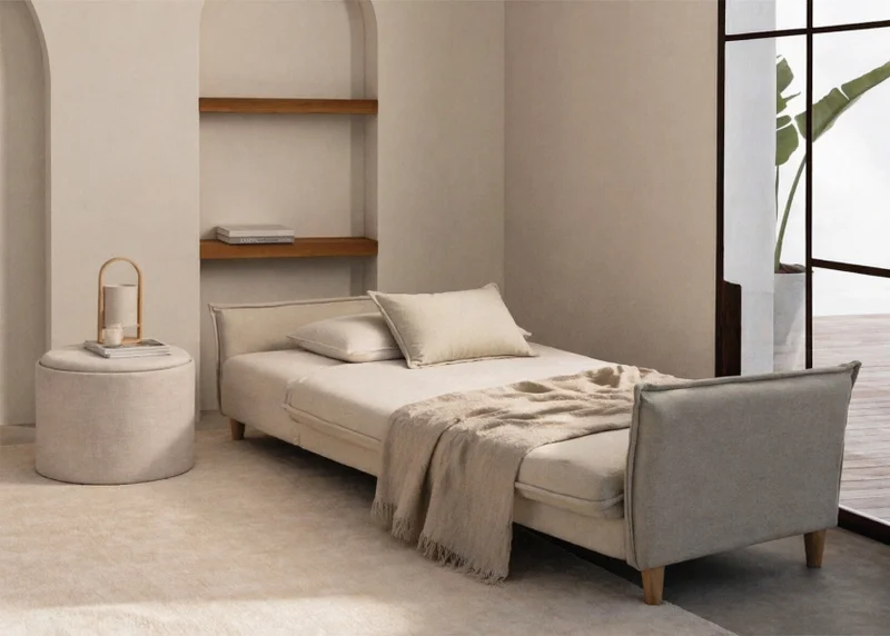Sillón Cama Lauren c/Baúl - Beige en Beige - Sillones y sofás, Uruguay | Samic, vista 5
