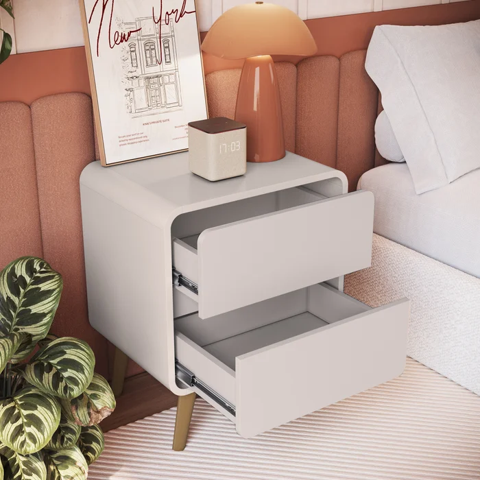 Mesa de Luz Alba con Cajones – Beige - Mesas de luz, Uruguay | RM Muebles y Deco, vista 2