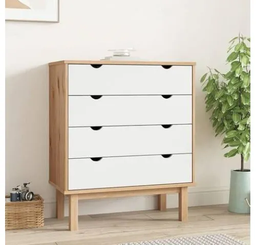 Comoda 4 C Mel/Gris Linea Nordica en Madera Maciza en Mel/Blanco - Cómodas, Uruguay | Que Sal Muebleria