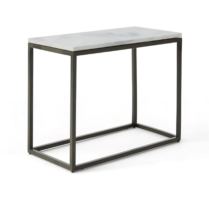 MESA LATERAL METAL/MARMOL 70x35x58CM BLANCO/NEGRO en Multicolor - Mesas de arrimo, Uruguay | Koz