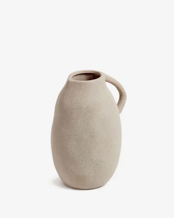Jarrón Yandi de cerámica con acabado - beige 24,5 cm en Beige - Jarrones, Uruguay | Kavehome