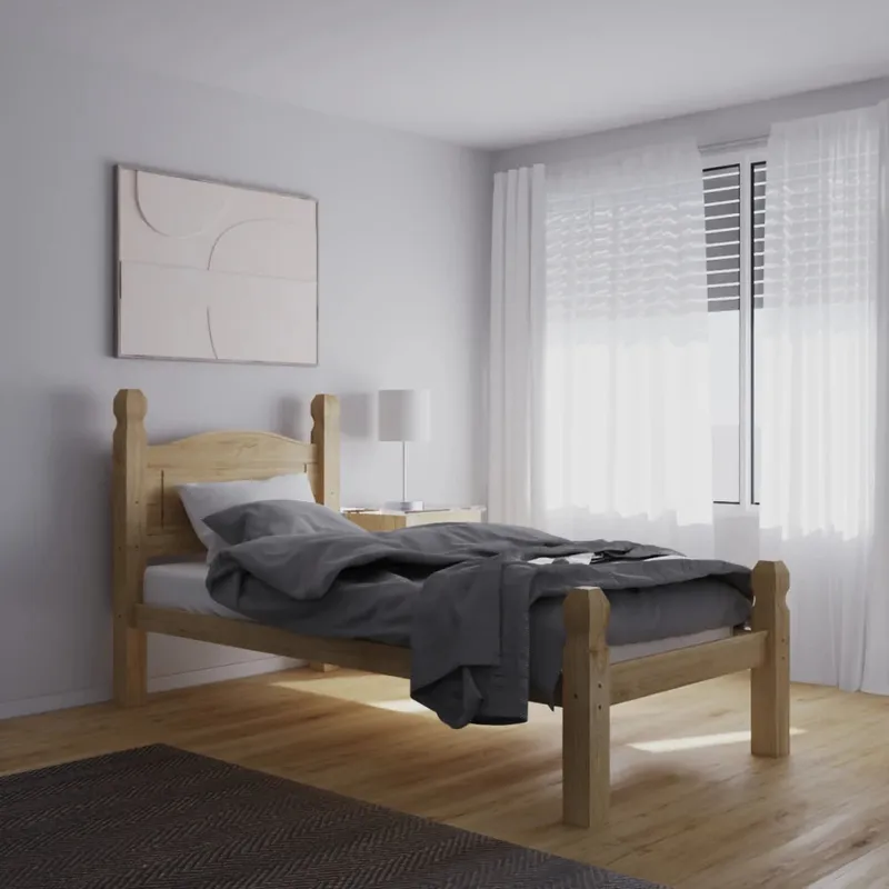 Cama 1 Plaza - Madera maciza - Línea Monterrey - Natural en Madera natural - Dormitorio, Uruguay | Ecowood