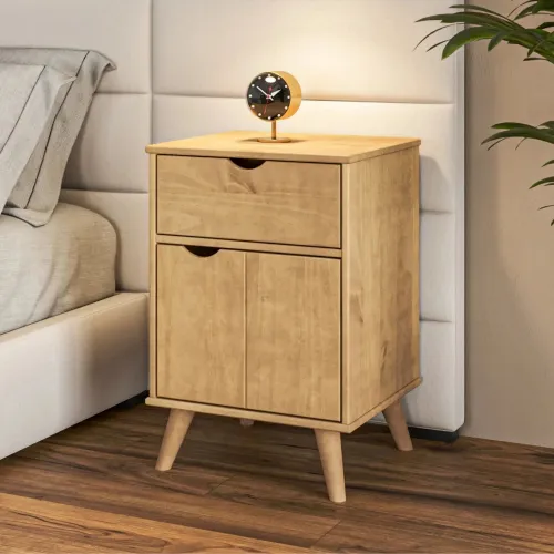 Mesa de luz 1 Cajón 1 Puerta - Linea Berlín - Marrón en Marrón - Mesas de luz, Uruguay | Ecowood