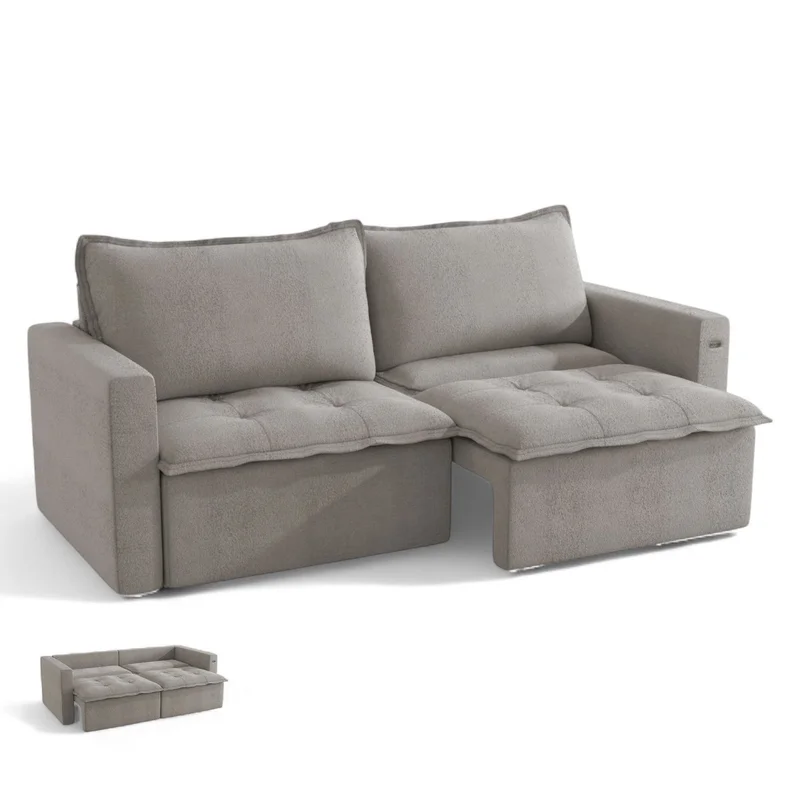SOFA CAMA RETRACTIL/RECLINABLE TREVO 236CM en Gris - Sillones y sofás, Uruguay | Balton, vista 4